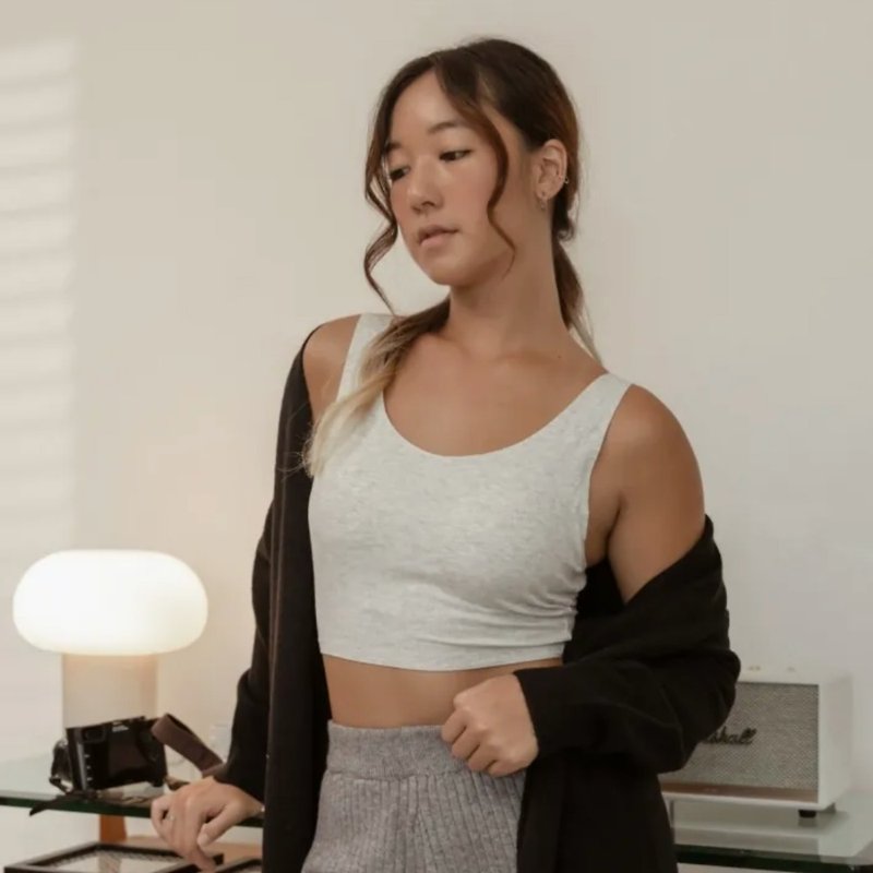 U-shaped beautiful back skin-friendly knitted elastic bra top-Huahui - Women's Underwear - Other Materials Gray