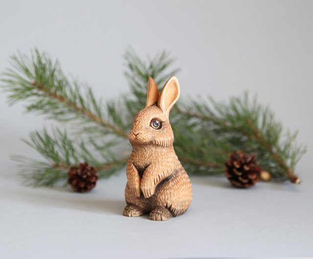 Wooden rabbit figurine Wood carving Bunny lover gift Wood art by Linden  Bark - Shop Linden Bark Items for Display - Pinkoi