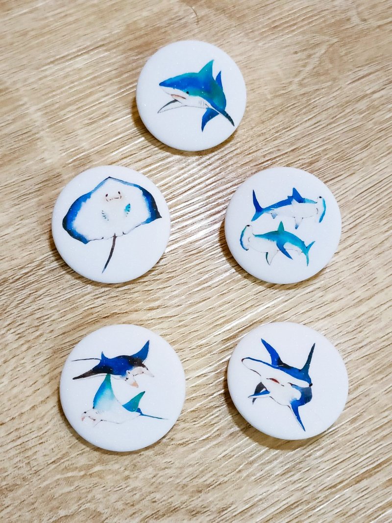 Shark/Stingray/Double-Headed Shark/Dolphin/Moby Whale Sea Life Flash Pin - Badges & Pins - Other Materials Blue