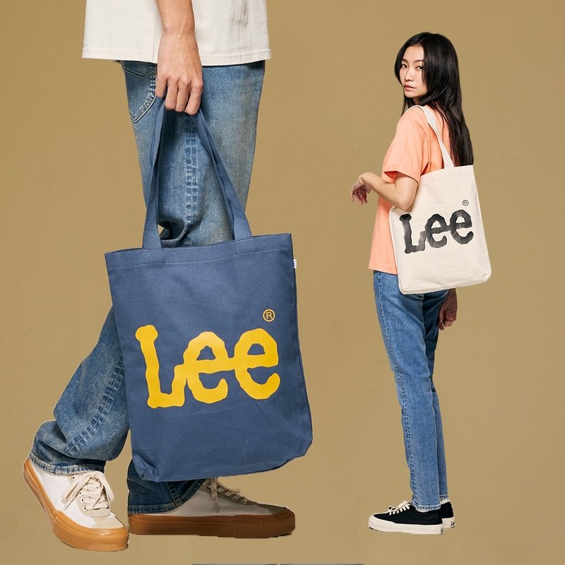 Lee classic large logo printed canvas bag - กระเป๋าแมสเซนเจอร์ - ผ้าฝ้าย/ผ้าลินิน ขาว