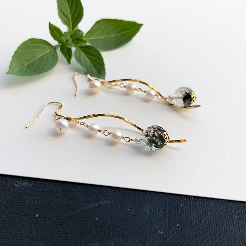 Crystal Earrings & Clip-ons Multicolor - 14K Gold Filling Chorite-Crystals pearl earrings