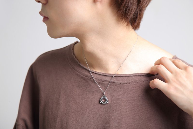 Rotary Engine Rotor Pendant Necklace Silver/Cubic Zirconia JEREV Made in Japan - สร้อยคอ - เงินแท้ สีเงิน