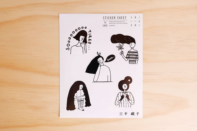Three thousand roots series / black and white stickers - Stickers - Paper White