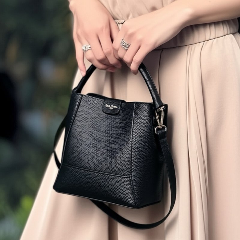 Tosca |  Zipper Bucket Bag - 斜孭包 手袋 手提 水桶 拉鏈 - 側背包/斜背包 - 真皮 