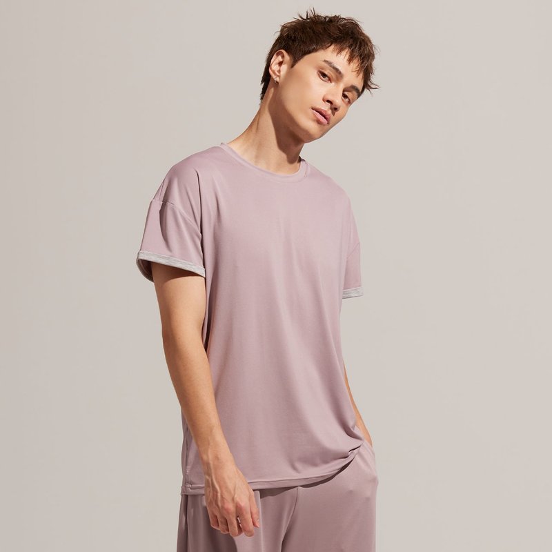 REBOOT Instant Sleep - Skin Friendly Reverse Pleated Short Sleeve Top - Wahui Mei - Men's T-Shirts & Tops - Polyester Pink