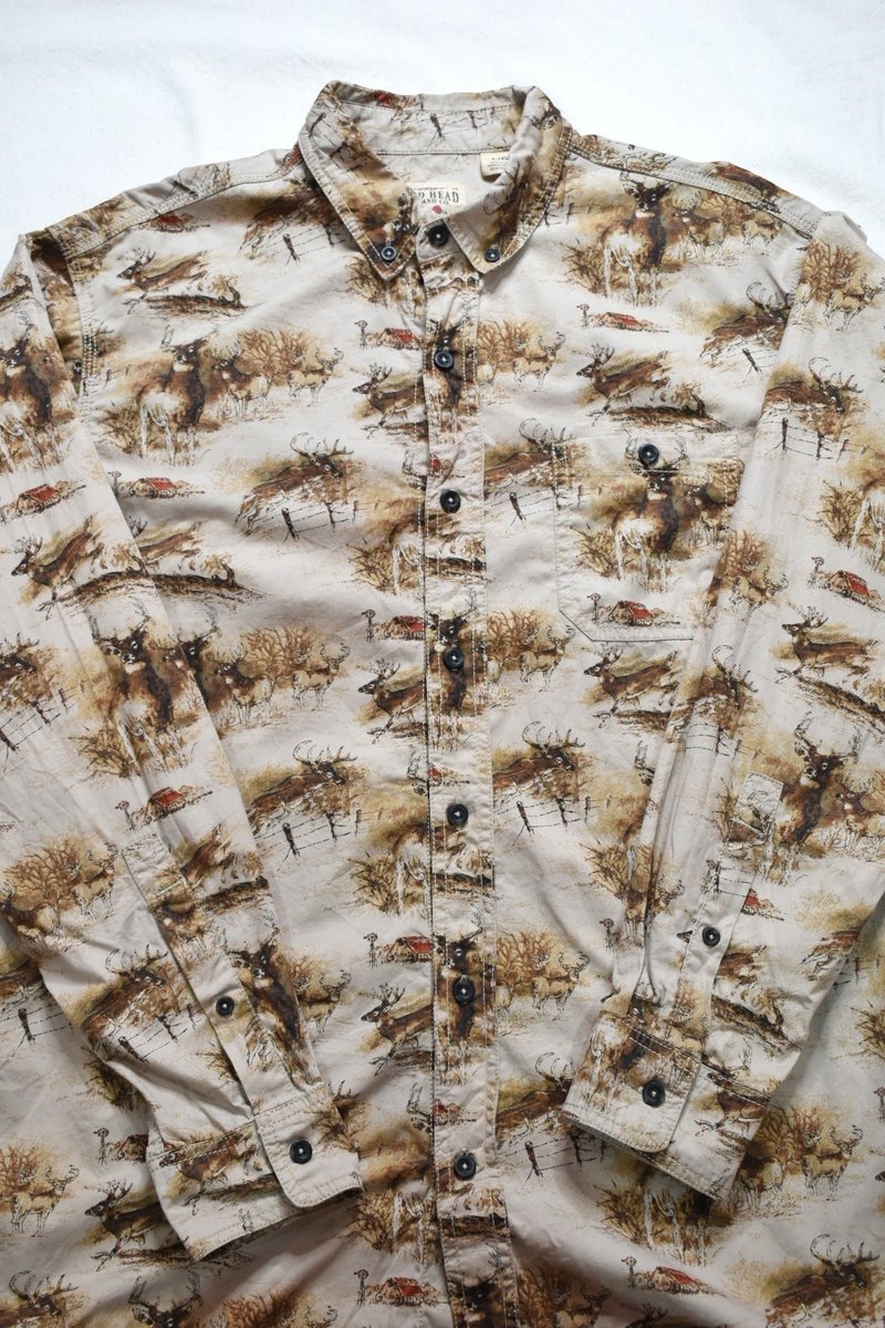 Vintage men's animal shirt country deer_RedHead - เสื้อเชิ้ตผู้ชาย - ผ้าฝ้าย/ผ้าลินิน 