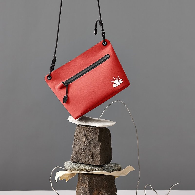 Waterproof bag-red (mobile phone bag/small bag/side bag/crossbody bag/carry-on bag/travel carry-on bag) - Messenger Bags & Sling Bags - Waterproof Material Red