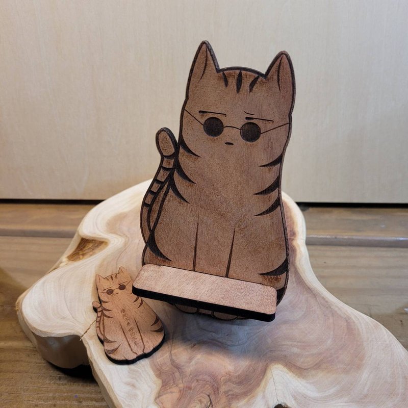 Api cat cat_business card holder_shelf_wooden - Phone Cases - Wood 