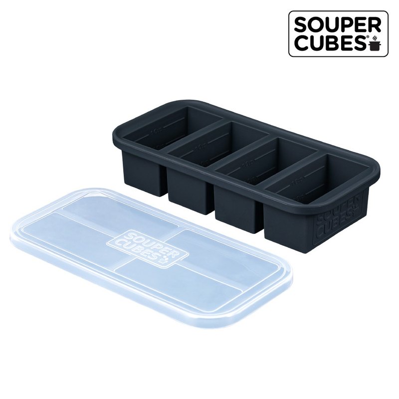 Quick Shipping 【Souper Cubes】Multifunctional Food Grade Silicone Storage Box 4 Compartments_Yaoli Lime - กล่องข้าว - ซิลิคอน สีดำ