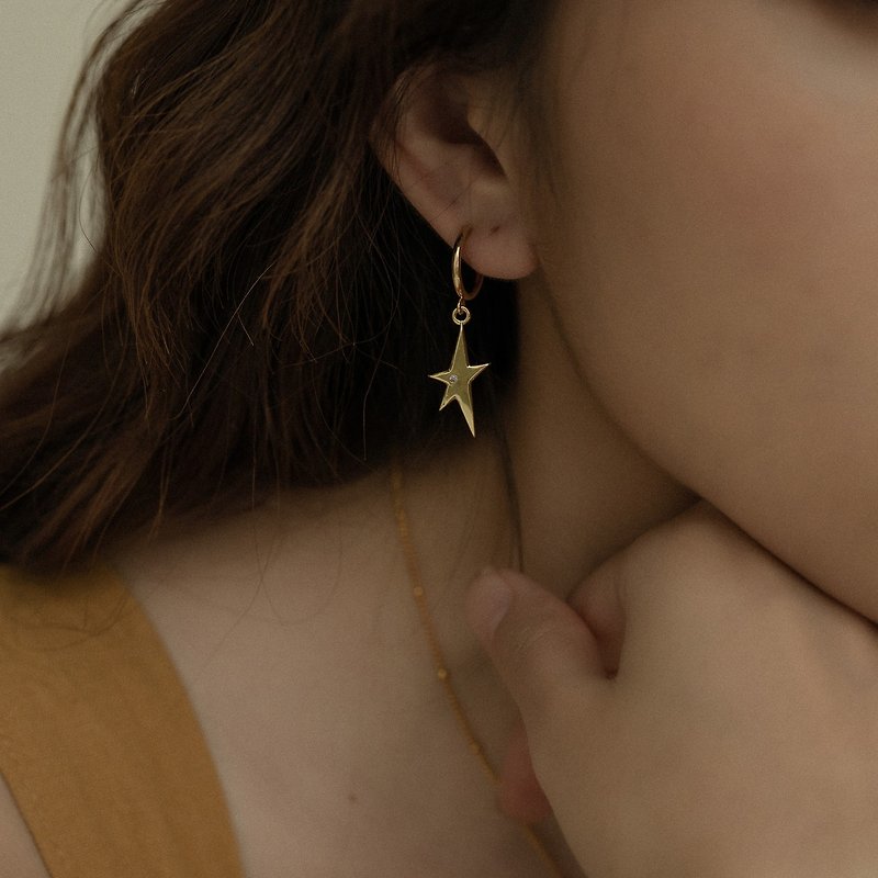 Star Elf Buckle Earrings - Earrings & Clip-ons - Copper & Brass Gold