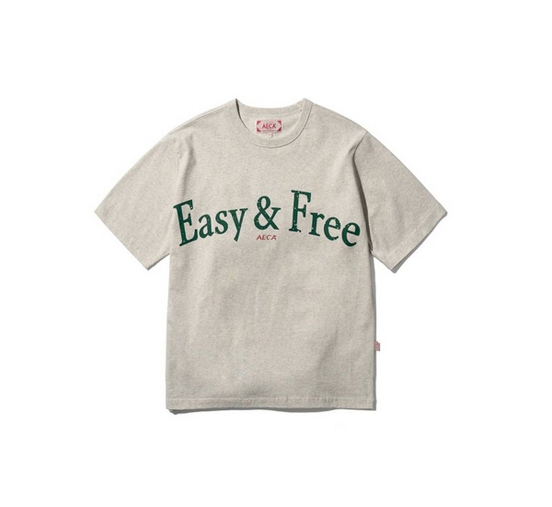 AECA Easy & Free Half Sleeve Tee College Sports Style Top (Two Colors) - เสื้อยืดผู้ชาย - วัสดุอื่นๆ สีดำ
