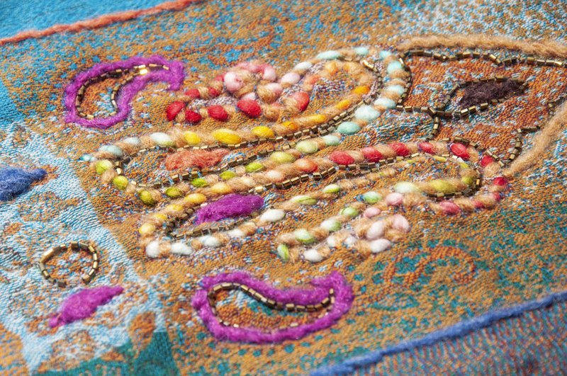 Cashmere/boiled wool shawl/knitted scarf/embroidered scarf/cashmere shawl-flower - Knit Scarves & Wraps - Wool Multicolor