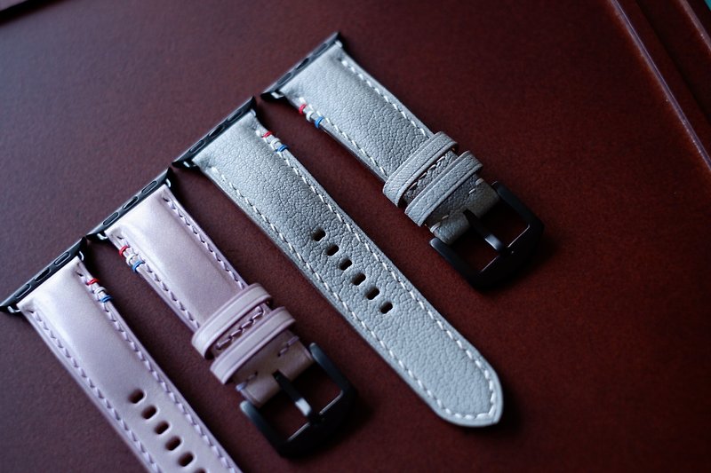 Cloud gray goatskin handmade watch strap applewatch watch strap customized watch strap - สายนาฬิกา - หนังแท้ สีใส
