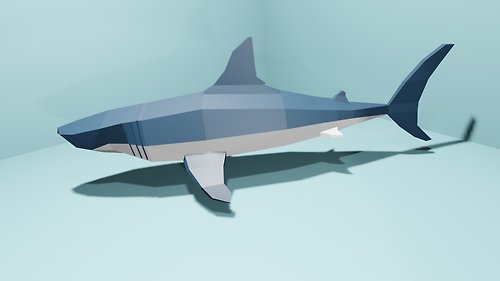 PaperCraft Shark LowPoly, origami, Papercraft. 3d model, design.