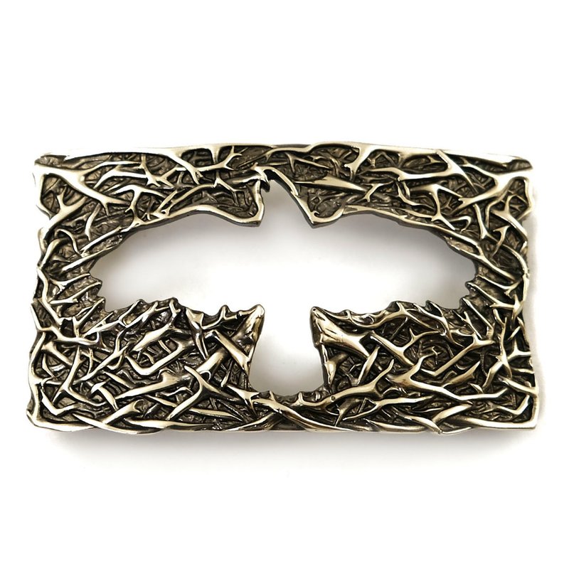 Crow german silver belt buckle, black bird nickel silver belt accessory - 皮帶/腰帶 - 其他材質 銀色