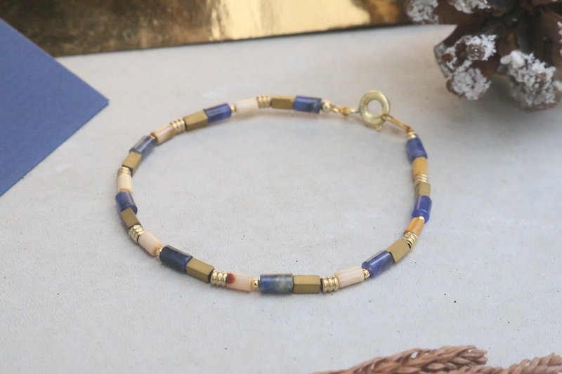 Soda stone agate natural stone brass bracelet 0804-dudu - Bracelets - Other Materials Blue