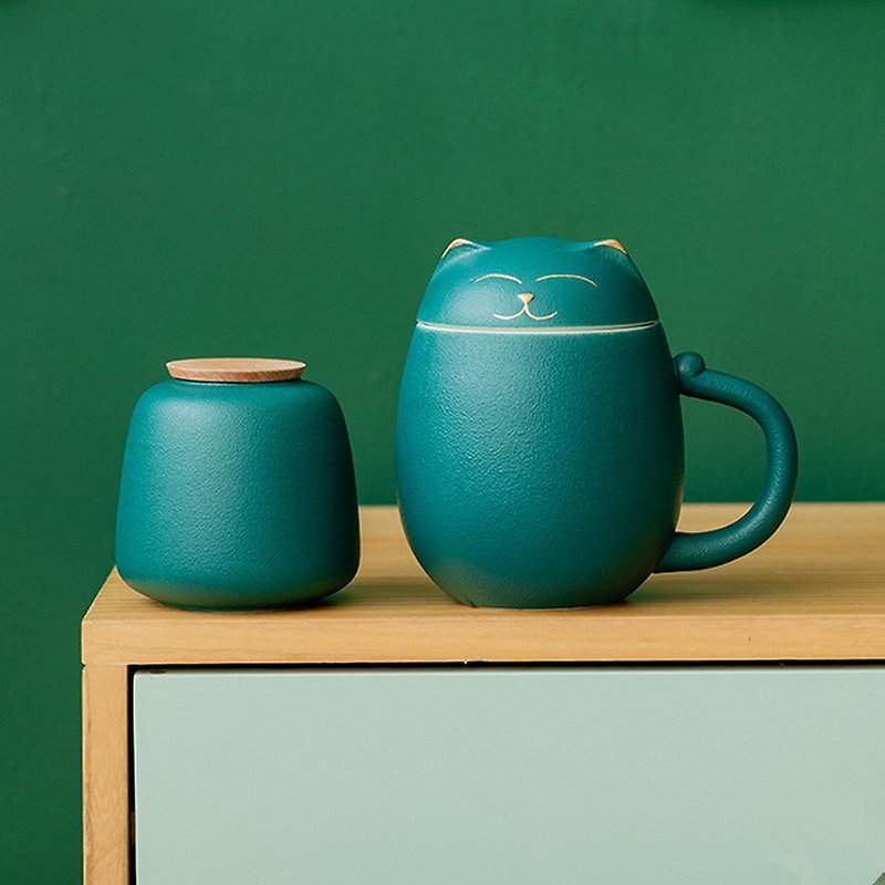 陶器 急須・ティーカップ - 猫の茶器セット / ティーセット / 持ち運び可能 / 全4色