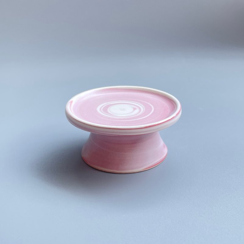 @studio_florero  粉紅絞胎小高臺|蓋置|燭台|練上げ - 香氛蠟燭/燭台 - 陶 粉紅色