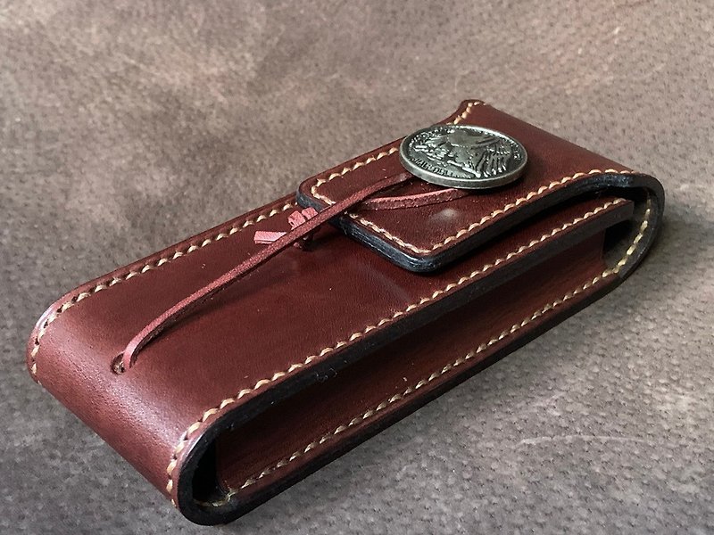 Genuine vegetable-tanned cowhide handmade pen bag, pen bag, multiple pen boxes, can be customized with English text printed on it - Pencil Cases - Genuine Leather Multicolor