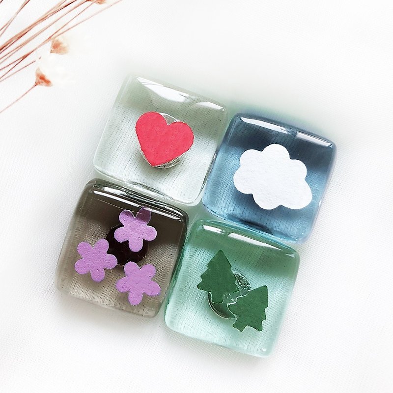 Heart key magnet set│gift Christmas gift exchange gift - Magnets - Glass Multicolor