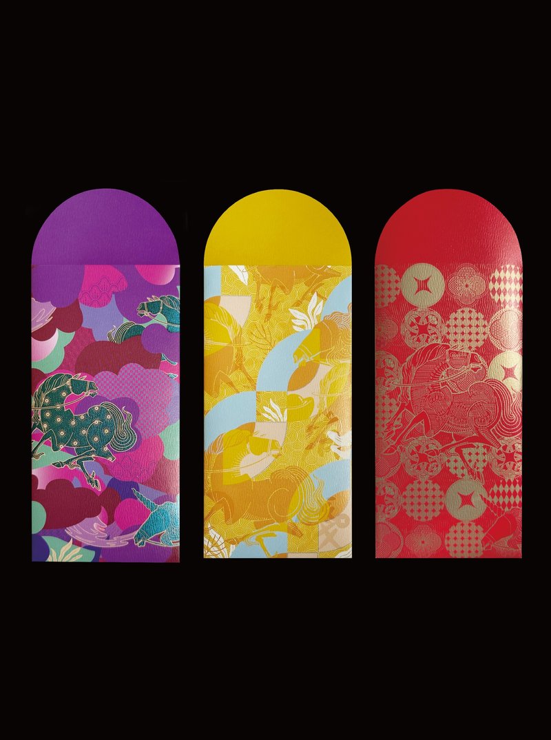 【預購】首創防偽紅包袋、2026光之馬紅包三入一組(紅.紫.黃) - 紅包袋/春聯 - 紙 