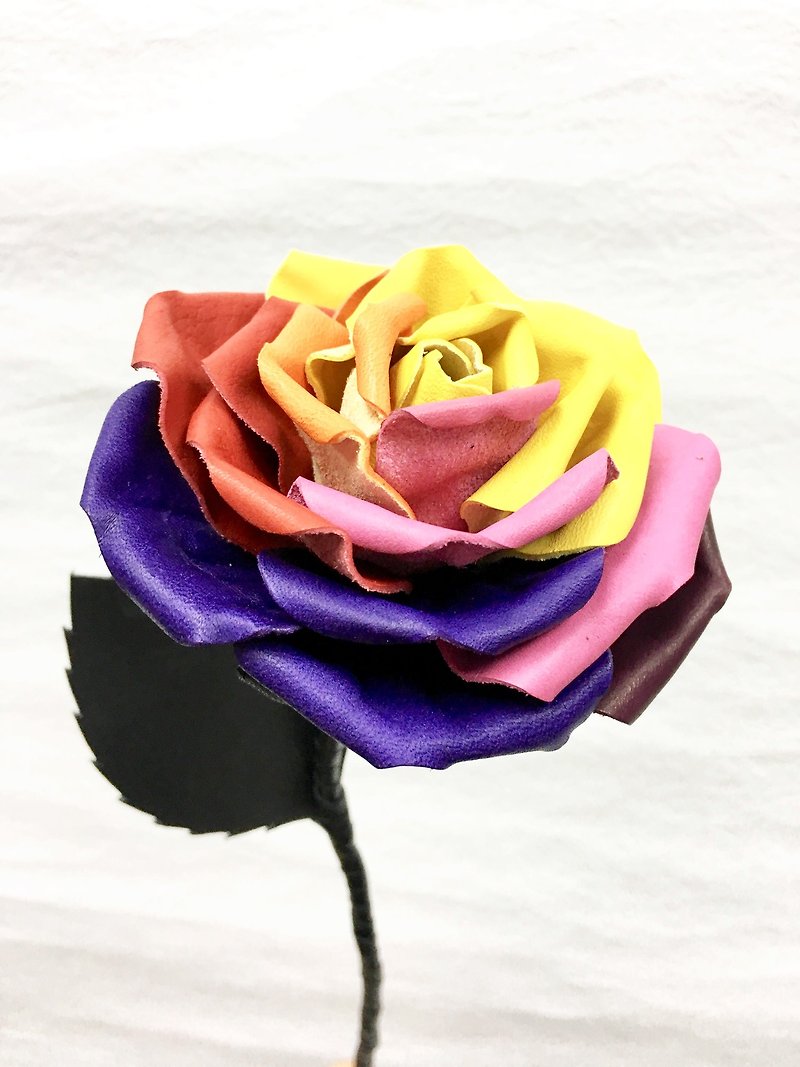 【Rainbow】彩虹皮革薔薇玫瑰【花】 - 植栽/盆栽 - 真皮 多色