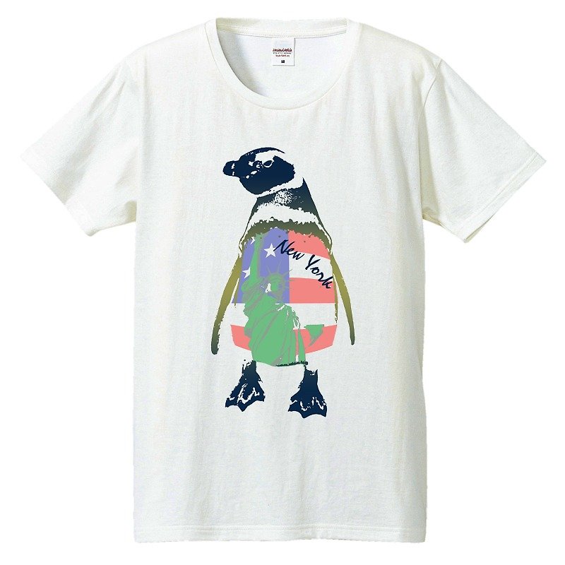 Tシャツ / NY Penguin - 男 T 恤 - 棉．麻 白色