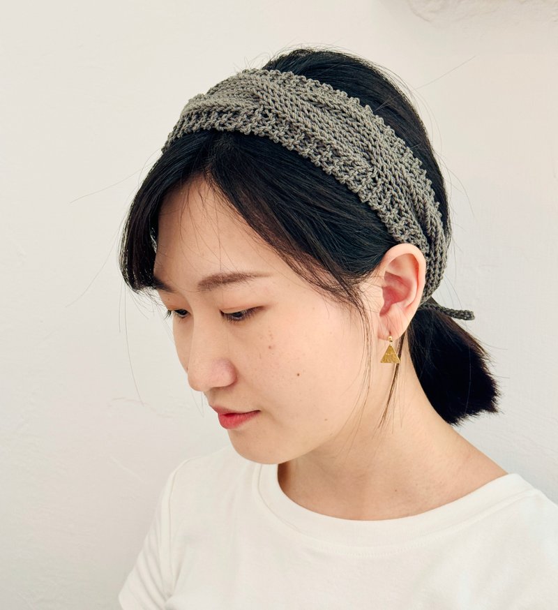 Wavy twist/braided headband can be customized to the length of the tie - Headbands - Cotton & Hemp Gray