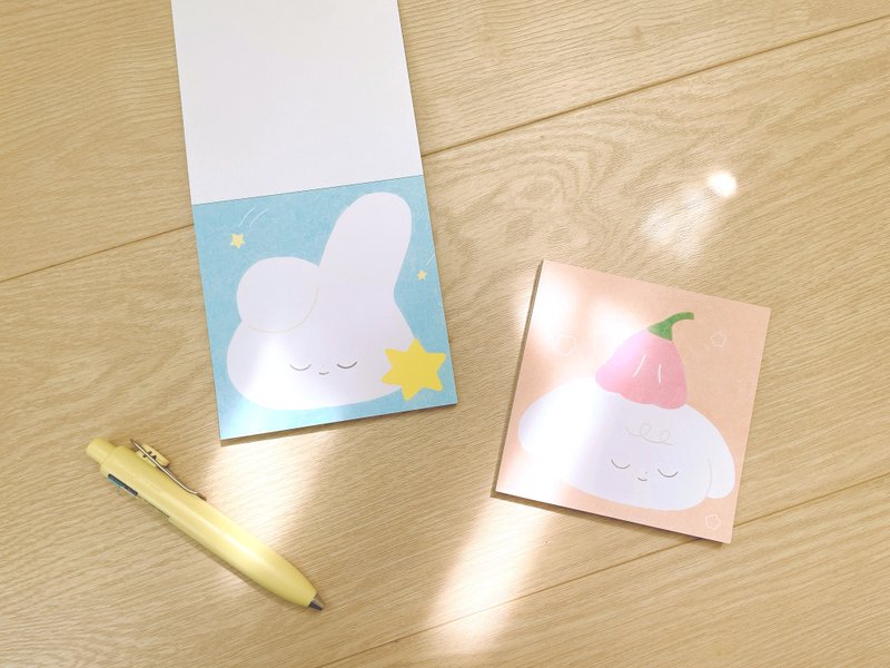 星星兔和花帽狗 / 大臉方形便條紙 - 便條紙/便利貼 - 紙 橘色
