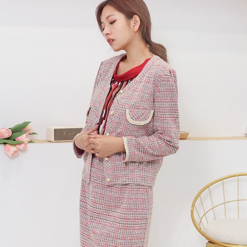 Chanel Style Ivory Tweed Blazer Jacket - Shop medusatw Women's Blazers &  Trench Coats - Pinkoi