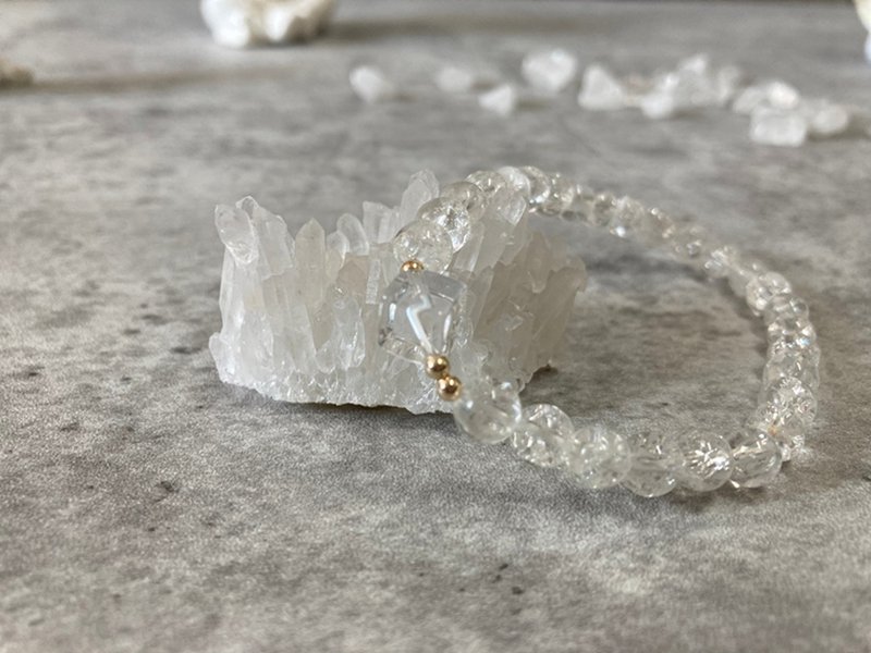 【水晶萊茵河。彈性手鏈】白水晶|中性設計、男女皆可配戴 - 手鍊/手環 - 其他材質 
