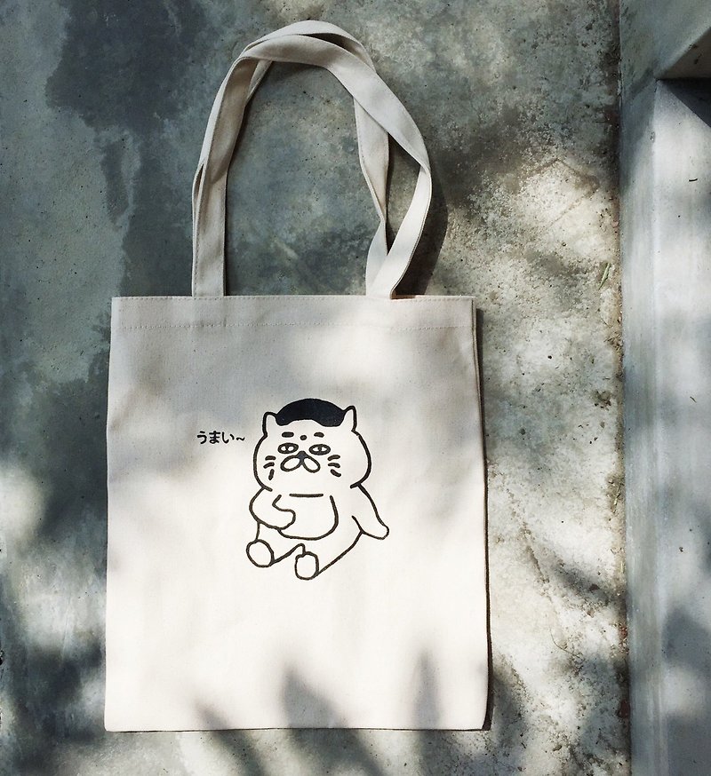 Bottomless soft cotton canvas bag - good bread Goro / manual serigraphy - Handbags & Totes - Cotton & Hemp 