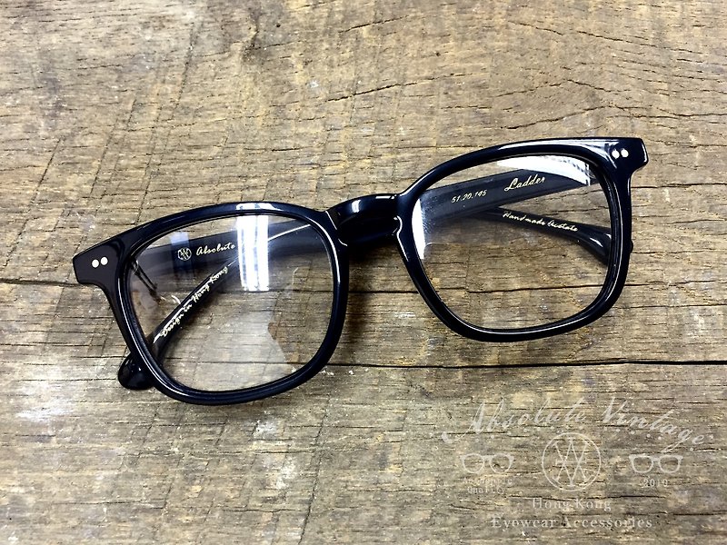Absolute Vintage-Ladder Street Square Young Frame Plate Glasses-Black - Glasses & Frames - Plastic 