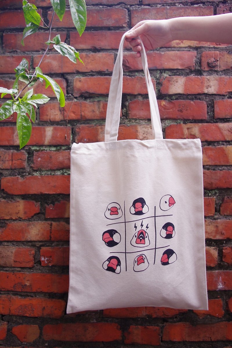 Java sparrow totebag (Tic-tac-toe) - Messenger Bags & Sling Bags - Cotton & Hemp Khaki