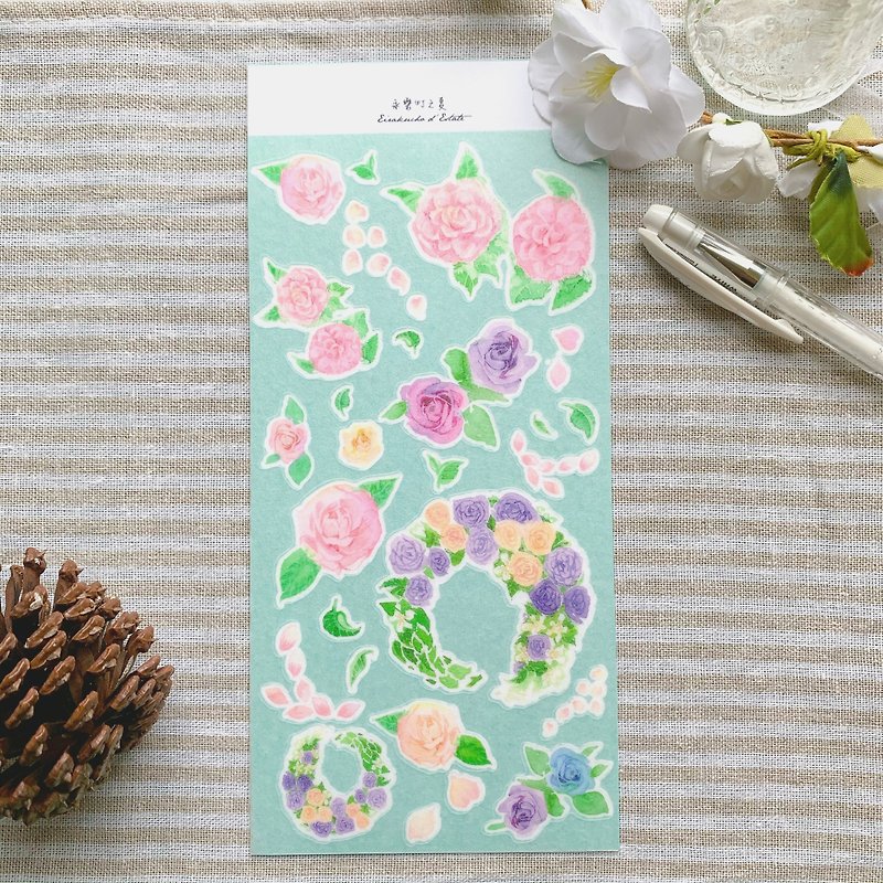 flower patten washi sticker sheet - สติกเกอร์ - กระดาษ หลากหลายสี