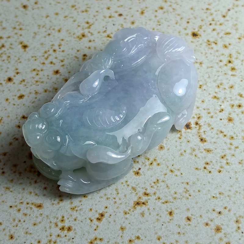 J0127天然翡翠A貨 . 冰糯冰春彩貔貅.招財.擺件. - 擺飾/家飾品 - 玉石 