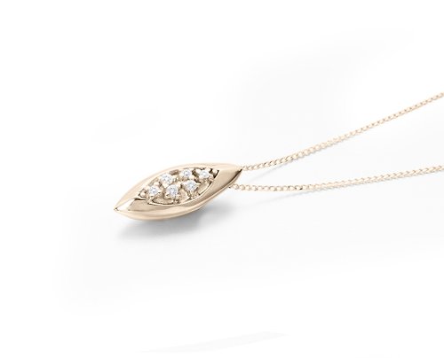Majade Jewelry Design 鑽石鎖骨鍊 極簡鑽石墜子 14k黃金項鍊創新金飾 四月誕生石小項鍊