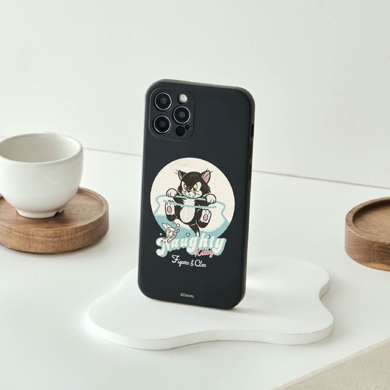 Disney Cats And Dogs-費加洛款調皮抓魚純色矽膠iPhone手機殼 - 手機殼/手機套 - 矽膠 黑色