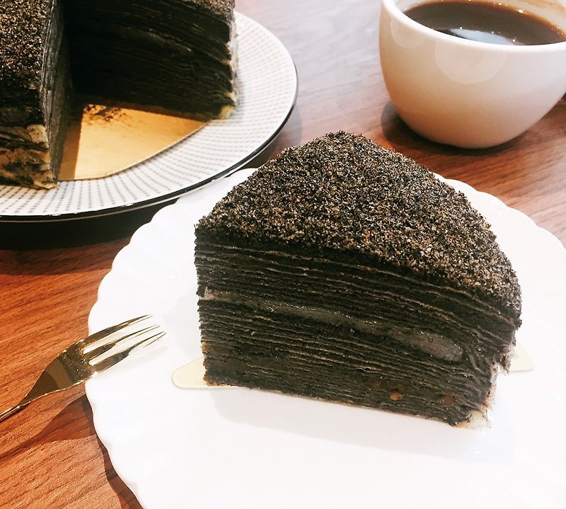 新鮮食材 蛋糕/甜點 黑色 - 頂級特濃黑芝麻花生麻糬千層蛋糕