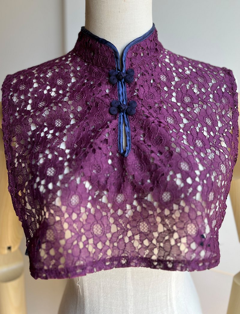 Lace China Collar / Grape - Qipao - Polyester Purple