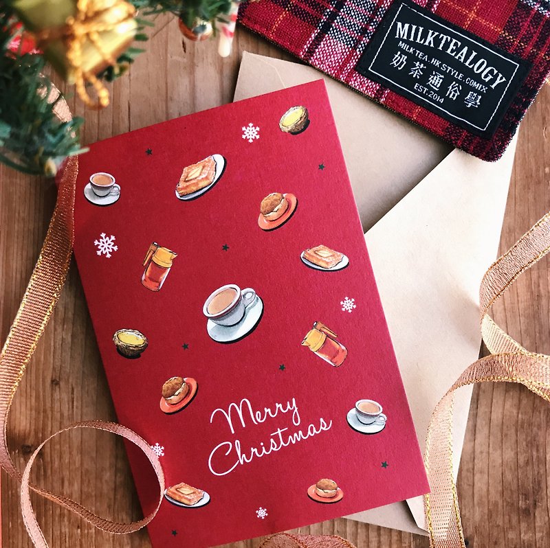 チャキーグルメクリスマスカード01（2枚入り）封筒セット付き - カード・はがき - 紙 レッド