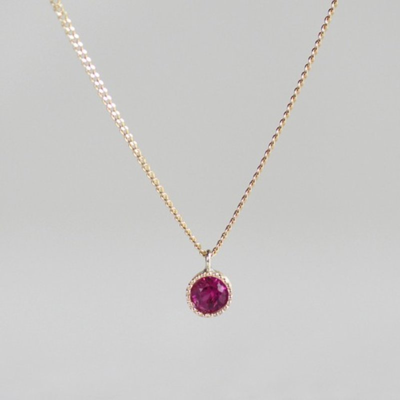 Ruby birth stone pendant [P033K10RB] - 項鍊 - 寶石 