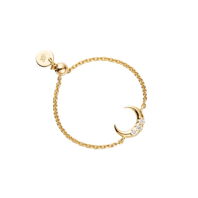 18K Little Moon Chain Ring - Special Edition - แหวนทั่วไป - เครื่องประดับ สีทอง
