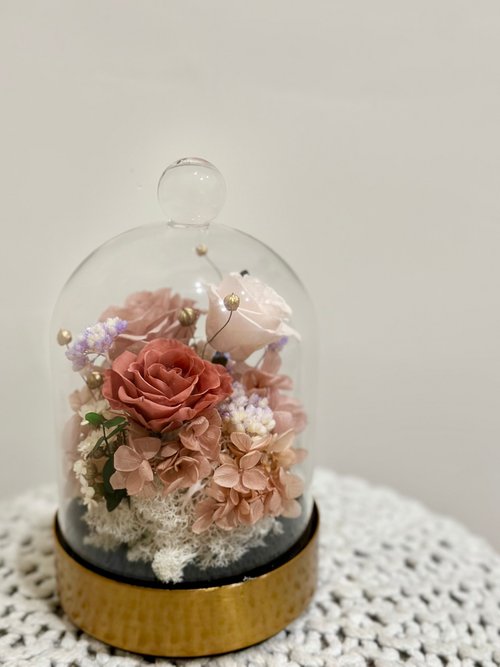 Miau Flowers 喵喵花室 乾燥玫瑰永生花玻璃罩 新年禮物 辦公室療癒小物