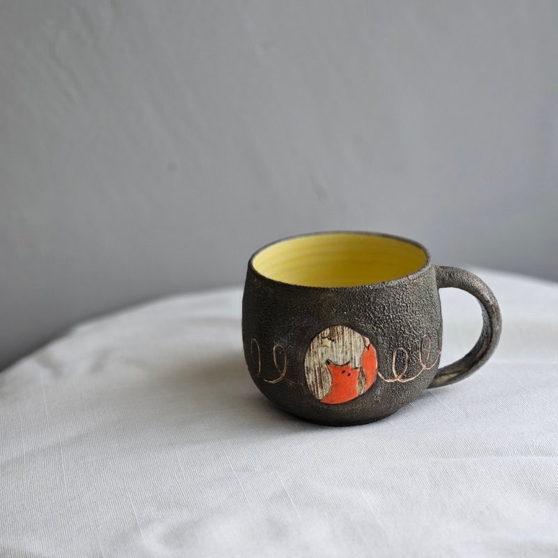 Fox Stargazing Coffee Cup Tea Cup - Cups - Pottery Black