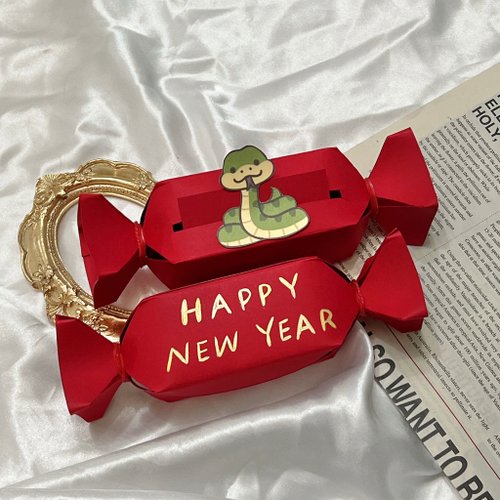 Unique card客製化手作卡片 糖果紅包袋 抽錢紅包 新年快樂 手工卡片 蛇年 驚喜紅包