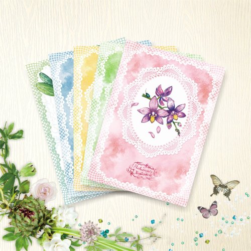 hibeetle甲蟲手繪 【臺灣花卉】 明信片 - 芙勞兒C - 5款各1張
