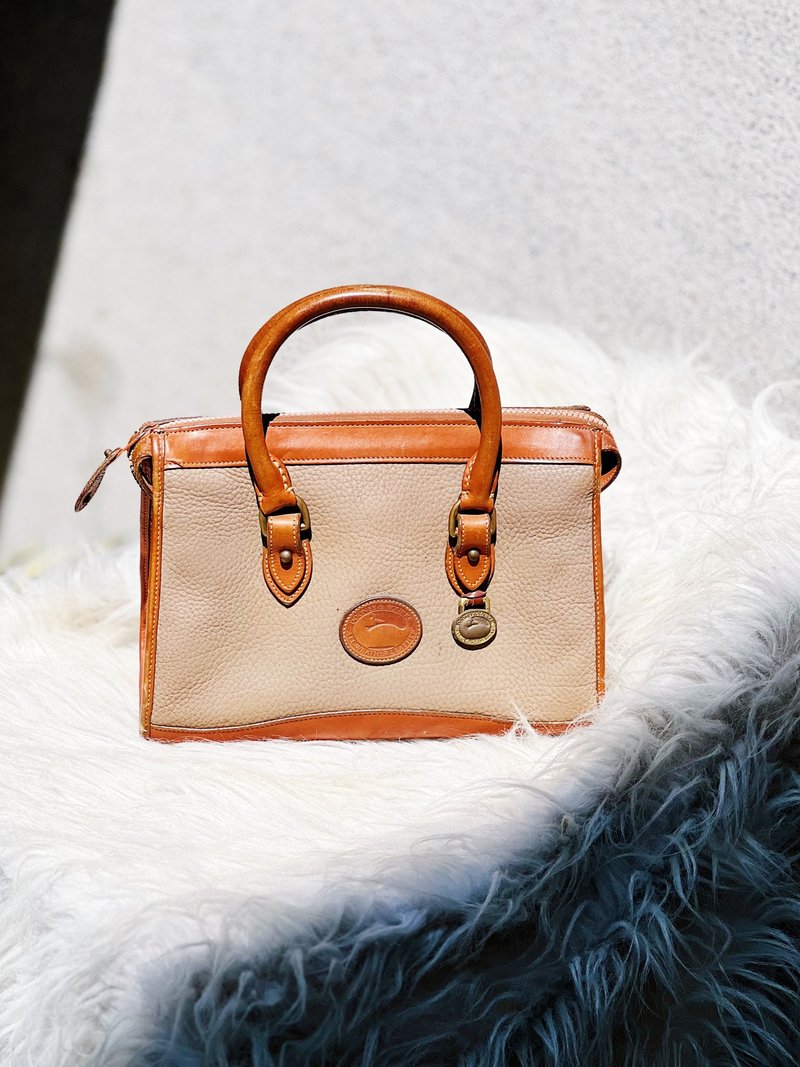 墨灰x咖棕 Dooney Bourke U.S.A 真牛皮革 波士頓包 醫生手提包 - 手提包/手提袋 - 真皮 多色