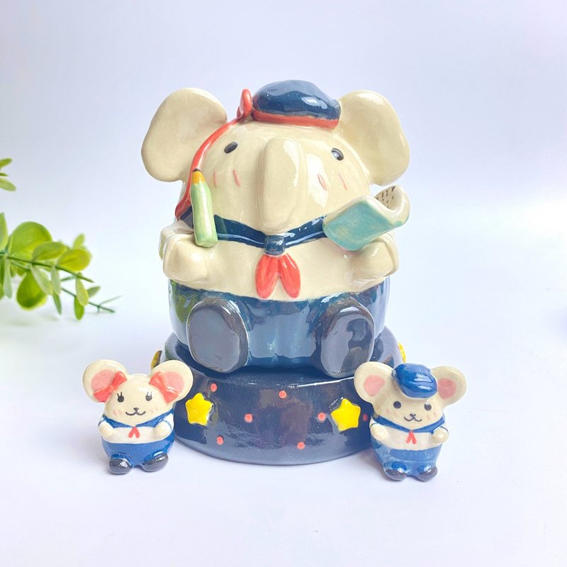 Handmade ceramic cute Ganesha special gift - 花瓶/花器 - 陶 多色