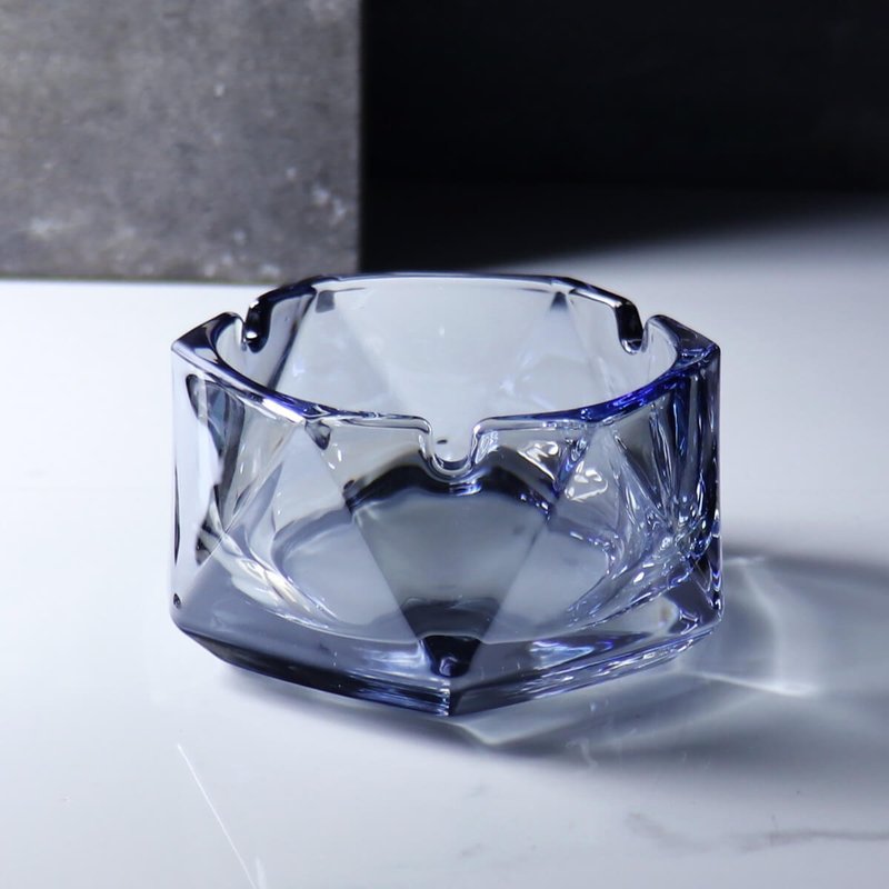 12cm【藍色金字塔】玻璃菸灰缸刻字 長官老闆送禮 - 擺飾/家飾品 - 玻璃 藍色